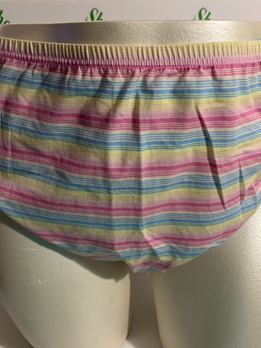 Catherines Serenada High Cut Panties Underwear Stiped Pink Yellow Plus 15 or 5X